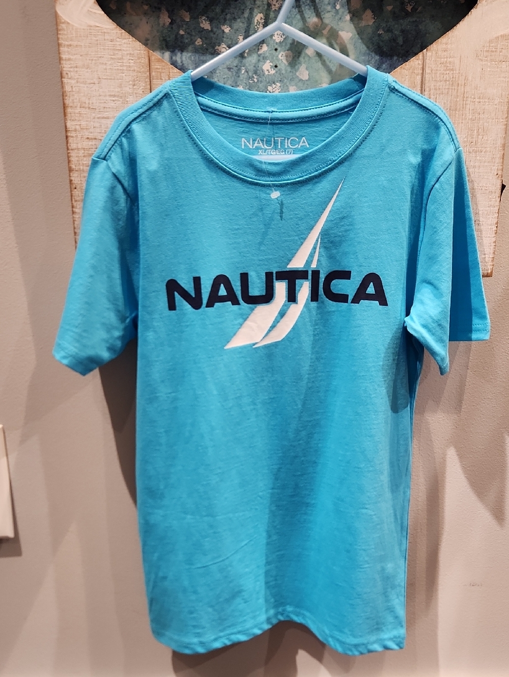 NWOT Nautica Light Blue Crew Neck Kids Sz XL (7) T-Shirt 100% Cotton